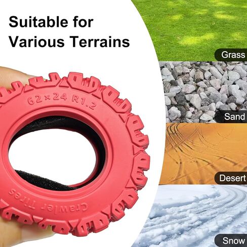 1.2" RC Crawler Tires 62 * 24mm Soft Rubber 1.2 Tires Colored Tyres with Foam Insert for 1/18 TRX4M 1/24 SCX24 FCX24 Upgrade (4PCS, Red) in Kuwait