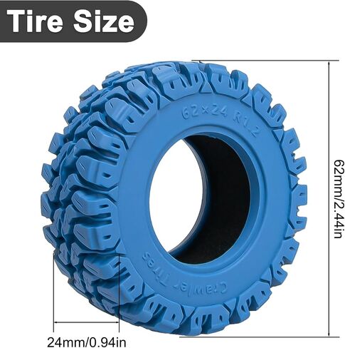 1.2" RC Crawler Tires 62 * 24mm Soft Rubber 1.2 Tires Colored Tyres with Foam Insert for 1/18 TRX4M 1/24 SCX24 FCX24 Upgrade (4PCS, Red) in Kuwait