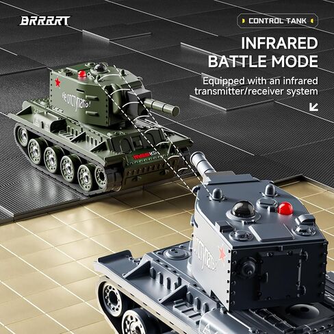 Brrrrrt 1/64 RC Battle Tank Set ، المركبات العسكرية عن بعد مع تبادل لإطلاق النار بالأشعة تحت الحمراء ، دبابة RC 2.4 جيجا هرتز التي تطلق النار مع برج الدوار 330 درجة وصوت وإضاءة للأطفال 8+ in Saudi Arabia