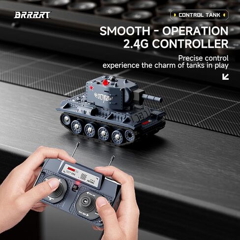 Brrrrrt 1/64 RC Battle Tank Set ، المركبات العسكرية عن بعد مع تبادل لإطلاق النار بالأشعة تحت الحمراء ، دبابة RC 2.4 جيجا هرتز التي تطلق النار مع برج الدوار 330 درجة وصوت وإضاءة للأطفال 8+ in Saudi Arabia