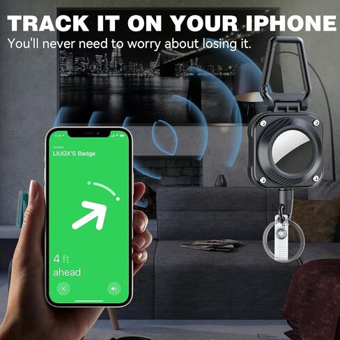 حامل شارة LIUGX مع سلسلة مفاتيح قابلة للسحب من Airtag، حامل/حقيبة هوائية شديدة التحمل، حامل بطاقة هوية متين (يحمل 4 بطاقات)، مع سلسلة مفاتيح بكرة شارة قابلة للسحب مقاس 31.5 بوصة، 10.000+ ارتداد، 8oz in Saudi Arabia