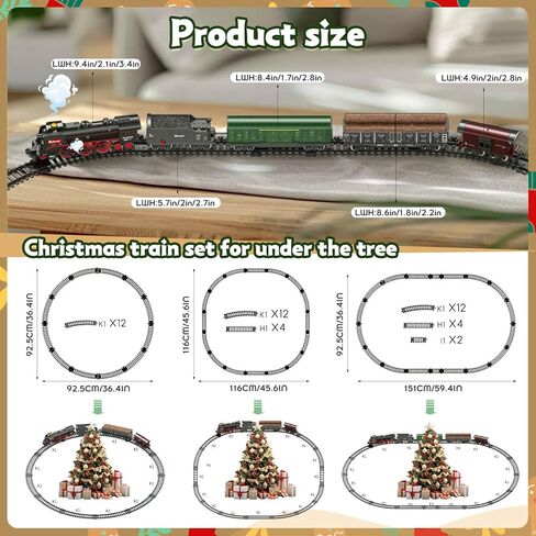 قطار التحكم عن بُعد في عيد الميلاد مجموعة من الدخان ، والأضواء ، والصوت ، والقاطرة ، والسيارات ، والعربات البعيدة ، و 3 منافذ الدخان ، و USB قابلة لإعادة الشحن ، مع المسار ، تحت شجرة عيد الميلاد ، هدايا للأطفال 3+ in Kuwait