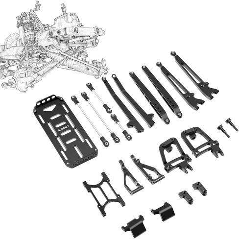 Globact Aluminium 1/10 Twin I-Beam 2WD مجموعة التحويل قبل Runner لـ AXIAL SCX10 I II AXLES TROADES (Black) in Kuwait