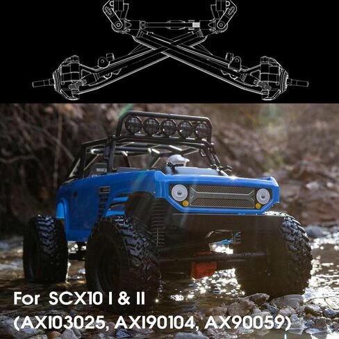 Globact Aluminium 1/10 Twin I-Beam 2WD مجموعة التحويل قبل Runner لـ AXIAL SCX10 I II AXLES TROADES (Black) in Kuwait