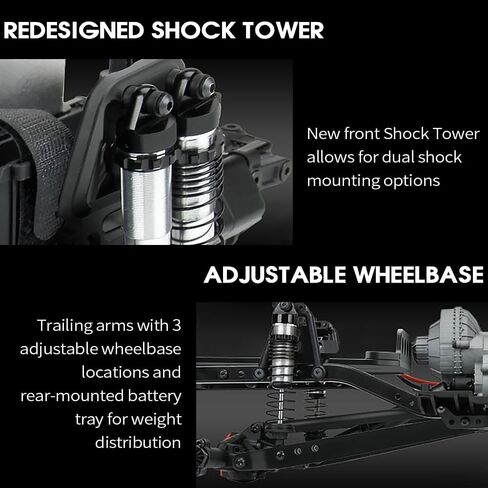 Globact Aluminium 1/10 Twin I-Beam 2WD مجموعة التحويل قبل Runner لـ AXIAL SCX10 I II AXLES TROADES (Black) in Kuwait