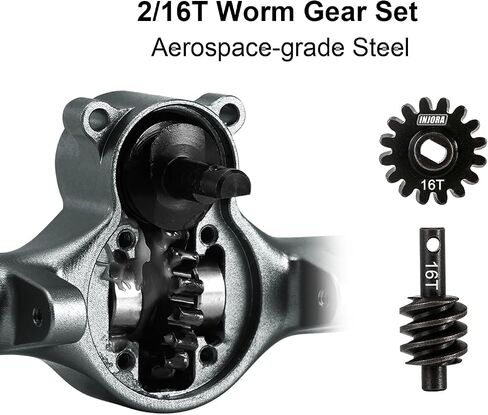 INJORA +4mm Planet Axles with Double Joint Shafts & Brass Steering Knuckles for 1/24 Axial SCX24 Upgrade(Black) in Saudi Arabia
