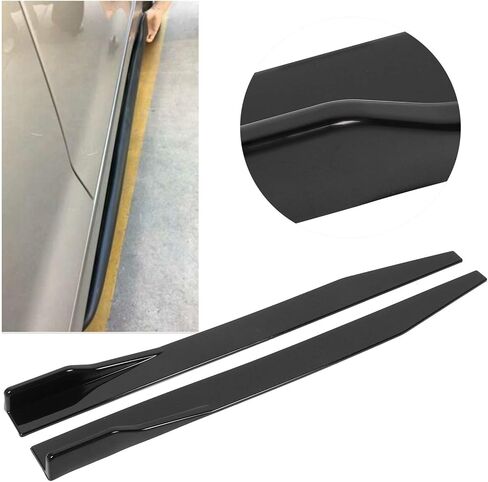 Polypropylene جناح المفسد جانبي تنورة جناح الجناحين 2PCS تنورة جانبية تنورة شفة الشفاه جناح الناشر العالمي 120 سم/47.2 بوصة أسود لامع in Kuwait