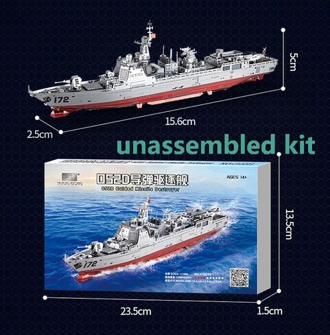 3D Metal DIY 1/1000 Scale Ship Kits 052d Destroyer Modeler Simulation undased Kit Model Decoration Home Toy1 in Saudi Arabia