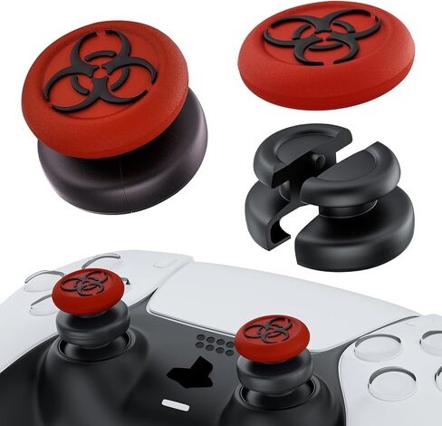 PlayRealm NO Falling Off Thumbstick Extender & Silicone Grip Cover 2 Sets for PS5 & PS4 Controller (BH Green) in Saudi Arabia