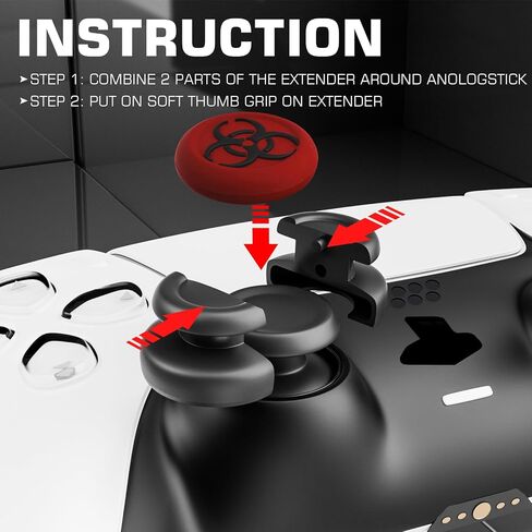 PlayRealm NO Falling Off Thumbstick Extender & Silicone Grip Cover 2 Sets for PS5 & PS4 Controller (BH Green) in Saudi Arabia