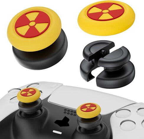 PlayRealm NO Falling Off Thumbstick Extender & Silicone Grip Cover 2 Sets for PS5 & PS4 Controller (BH Green) in Saudi Arabia
