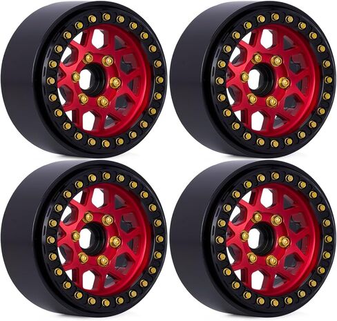 4pcs Aluminium 1.9 Beadlock Wheel Hub Rim for 1/10 RC Crawler Car SCX10 Pro Trx4 Capra RC4WD Redcat vs4-10 Gen8 LCG Park (Gold) in Saudi Arabia