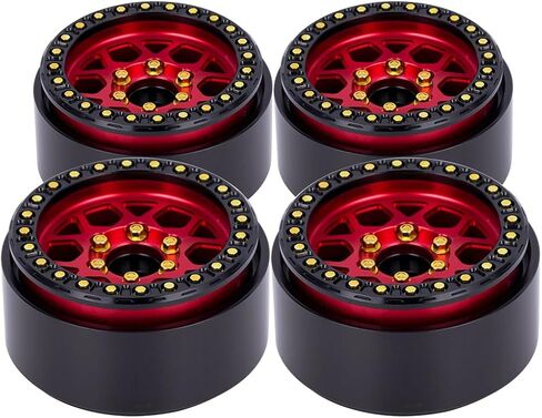 4pcs Aluminium 1.9 Beadlock Wheel Hub Rim for 1/10 RC Crawler Car SCX10 Pro Trx4 Capra RC4WD Redcat vs4-10 Gen8 LCG Park (Gold) in Saudi Arabia