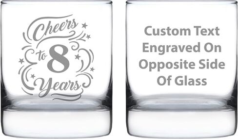 Cheers to 8 Years - هدايا زجاجية من ويسكي روكس للنساء والرجال - ديكور حفلات الذكرى السنوية الثامنة - نظارات 10.25 أونصة in Saudi Arabia
