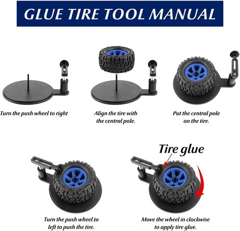 Globact RC Tyre Gluing RC Car Wheel Tyre Tare Terming Helper Tool for 1/8 1/10 1/12 1/16 1/18 RC Car Upgrade Parts (Black) in Saudi Arabia