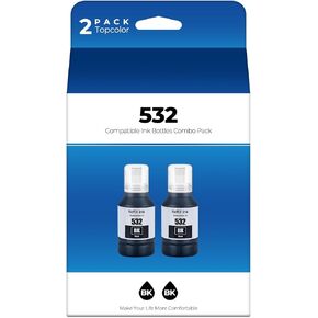 532 Black Ink Bottle ET-M1170 ET-M2170 ET-M3170 Replacement for Epson 532 Black Ink Refill Bottles T532 Work for EcoTank ET-M1170 ET-M2170 ET-M3170 Workforce ST-M1000 ST-M3000 Printer (2 Black)