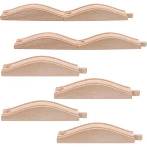 4PCS Wood Train Track Expansion Packs Rollings Hills Ascending Wooden Train Track Pieces Wooden Train Track Train Bridge Pier Track Railway Accessories Compatible with Most Toy Train Railroads