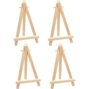 4pcs Mini Wood Display Easels, Small Table Top Easels, Artist Triangle Easels for Displaying Canvas Paintings, Weddings, Business Cards, Photos, Crafts