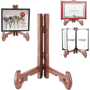 1 Pack Wooden Display Rack Plate Holder Picture Photo Frame Decorative Sign Holder Book Photo Small Easel Plaque Easel Desktop Recipe Wooden Holder