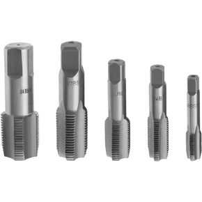 SING F LTD 5Pcs BSP 55 Degree Pipe Tap Cylindrical Pipe Thread Taps Fit for G1/8 G1/4 G3/8 G1/2 G3/4 BSP Pipe Threads Bearing Steel Pipe Thread Tool