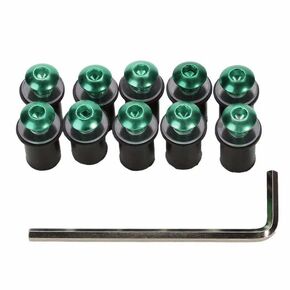 10pcs Aluminum Motorcycle M5 x 15mm CNC Windscreen Windshield Screw Bolts Nuts Fastener Kit Motorbike Mounting (Red)