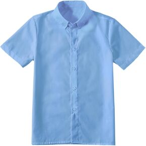 Boys Short Sleeve Button Down Shirt Summer Solid Kids Boy Dress Shirts Size 2-20 Years