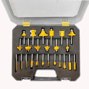 Router Bit Set,24pcs Tungsten Carbide Router Bits 1/4 Shank,Router Bits for Woodworking,for DIY,Beginners and Professional,Available for Solid Woods, Hard Woods, Chipboard, etc.