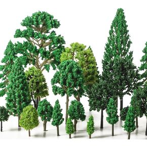 Skylety 70 Pieces Model Trees 1.2-6.3 Inch Mixed Model Tree Train Scenery Architecture Trees Fake Trees for DIY Crafts, Building Model, Scenery Landscape Natural Green