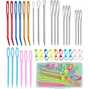 43 Pcs Yarn Needle Tapestry Needle Darning Needle,Yarn Needles Tapestry Needle Big Eye Blunt Darning Needles with Stitch Markers for Crochet