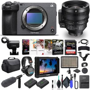 Sony FX3 Full-Frame Cinema Camera Body Only ILME-FX3, Sony FE C 16-35mm T3.1 G Lens, 4K Monitor, Pro Headphones, Pro Mic, 128GB Memory Card, Corel Photo Software, and More