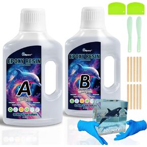 34 Ounce Epoxy Resin Kit - Crystal Clear Epoxy Resin Kit & Hardener for DIY Art, Mold Casting, Jewelry Making, Coasters, Table Top, Countertop Coating - Food Safe, Heat & UV Resistant in Kuwait