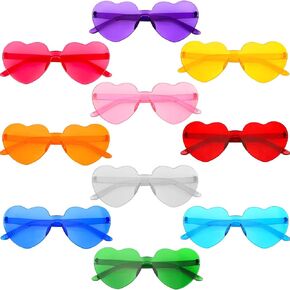 10 Pack Kids Heart Sunglasses Rimless Candy Color Heart Glasses Cute Girls Boys Sunglasses Party Favors for Age 3-12