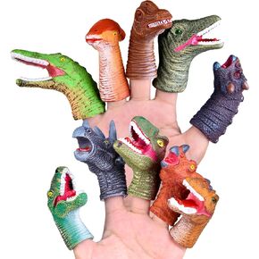 10 PCS Dinosaur Finger Puppets for Kids, 10 Types of Realistic Dino Figures Toys, Dino Finger Toys Birthday Gift, Dinosaurs Toys for Boys, Kids Prize Box,Pinata Stuffers Dinosaurs Party Favor for Kids