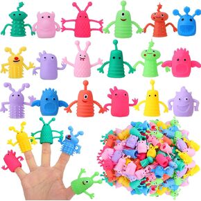 80 PCS Finger Puppets Toys Cute Monster Finger Puppets Soft Rubber Stretchy Fidget Doll Toys for Role Playing Birthday Kids Party Favors, 14 Random Styles