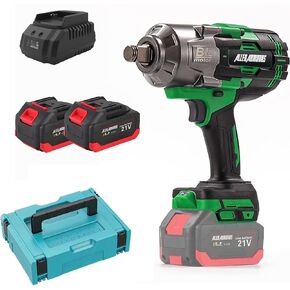 Cordless Impact Wrench 3/4 inch, 2000Nm High Torque Impact Driver, Bushless Impact Gun with 2 * 4.0Ah Batteries, Charger, Storage Case, Electric Impact Driver for Car, Truck, Furniture