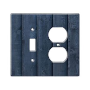 Decorative Wall Switch Cover Plate - Navy Blue Wooden Plank Style Switch Plate - Stylish Design Perfect for Any Room Adding Calm Vibes, Great Home Improvement, (Single Outlet Cover)