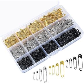 600 Pcs Safety Pins Assorted, 4 Sizes Large and Small Safety Pins for Clothes,Black Gold Silver Safety Pins Rust Resistant for Art,Crafts, Sewing and Jewelry Making