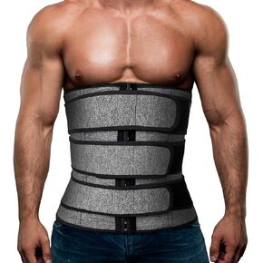 Mens Workout Waist Trainer Neoprene Corset Sauna Sweat Trimmer Cincher Slimming Belly with Belts