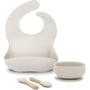 Starter Kit - Mushroom; includes Bib, Suction Bowl and Spoon & Spork Set; 100% BPA Free