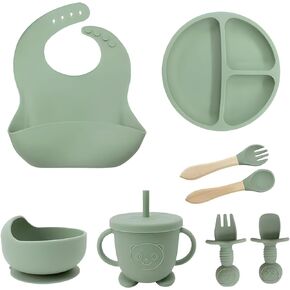Silicone Baby Feeding Set for Babies and Toddlers, Children Tableware, Kids Dining, Microwave & Dishwasher Friendly, Design for Picky Eaters, Baby Utensils, Toddler Feeding Supplies, Gift for Parents