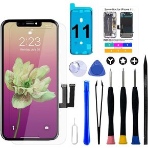 Brinonac for iPhone 11 LCD Screen Replacement Kit,6.1 inch 3D Touch Screen Display Digitizer Frame Assembly Set with Repair Tools,Adhesive and Tempered Glass for A2111/A2223/A2221