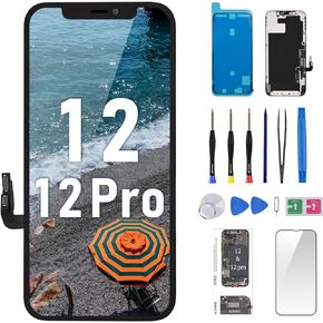 for iPhone 12 Screen Replacement for iPhone 12 Pro 3D Touch LCD Display Digitizer Full Assembly Repair 6.1" Front Glass Waterproof Adhesive Sticker Fix Tools Kit A2172 A2402 A2403 A2404