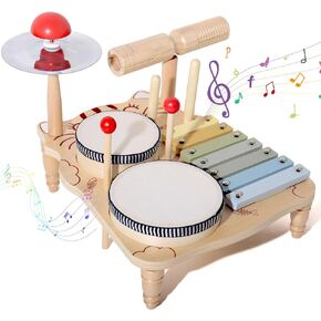 Kids Drum Set with Tambourines, Toddlers Baby Music Instruments Montessori Preschool Musical Toys Children Drum kit Birthday Gifts for Boys and Girls