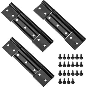 3Pack Black Screen Door Hinges, Aluminum Matte Black Residential Storm Door Hinge 1/8 in Grooved Center fits for Most Screen Doors