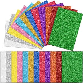 Sherr 72 Pcs Glitter Foam Sheets Self Adhesive Sticky 7.8 x 11.8 Inch Glitter Cardstock Paper Shimmer Paper for Crafts for Art DIY Handicraft Projects Classroom Activities(Assorted Colors)