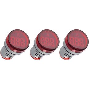 Digital Led Display Indicator Ammeter, 0-100A Max AC380 Current Meter and 220V - Gauge Meter, Tester Amp Monitor - AD101-22AM Model, Circle Panel, Green (3 Pack)