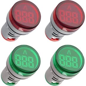 مقياس التيار الكهربائي لمؤشر العرض الرقمي LED، 0-100 أمبير كحد أقصى AC380 مقياس التيار و220 فولت - مقياس القياس، جهاز اختبار أمبير - طراز AD101-22AM، لوحة دائرية، أحمر (10 عبوات)