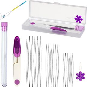 22Pcs Big Eye Beading Needles for Jewelry Making Seed Beads Tools,Include 18 Big Eye Beading Needles,Needle Bottle,Needle Threaders,Storage Box