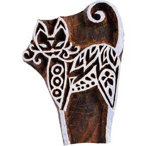 Printing Block Indian Handmade Wooden Cat Motif Stamps Fabric Clay Pottery Craft Art Henna Tattoo Scrapbook Print Block