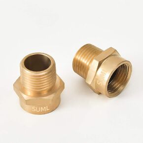 1/2" G Thread (BSP) Female to 1/2" NPT Male Connector, Brass BSP to NPT Adapter 1/2 Inch, Industrial Metal Brass G Thread to Pipe Fittings Connect (2 Pack)